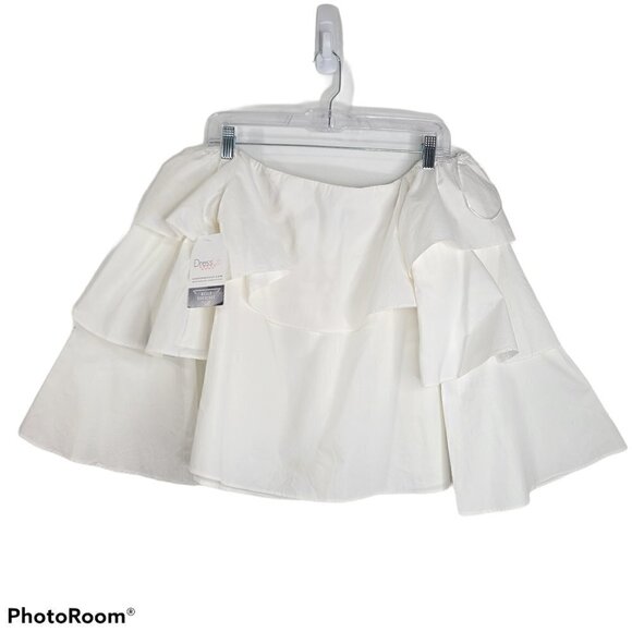 NWT Lumiere White Off Shoulder White Oversized Rufflle Top - Picture 4 of 8